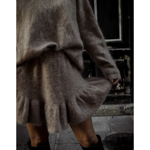Knit Frill Skirt - Beige