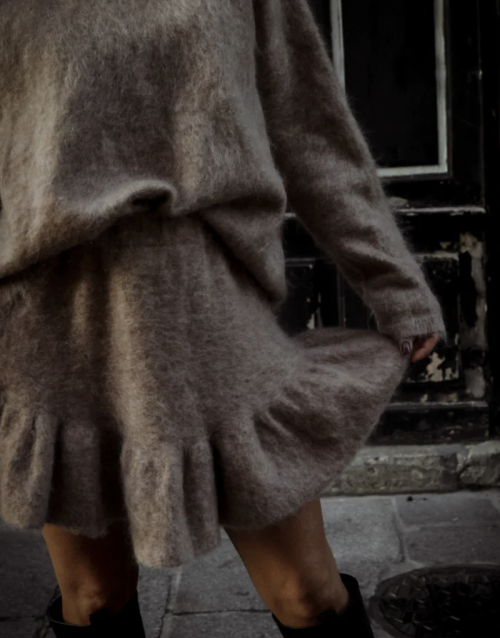 Knit Frill Skirt - Beige