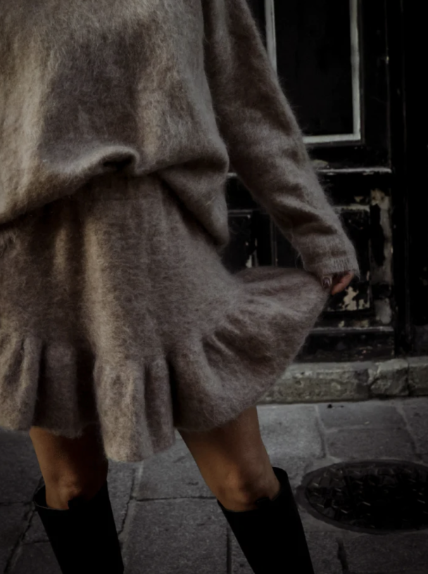 Knit Frill Skirt - Beige - Image 3