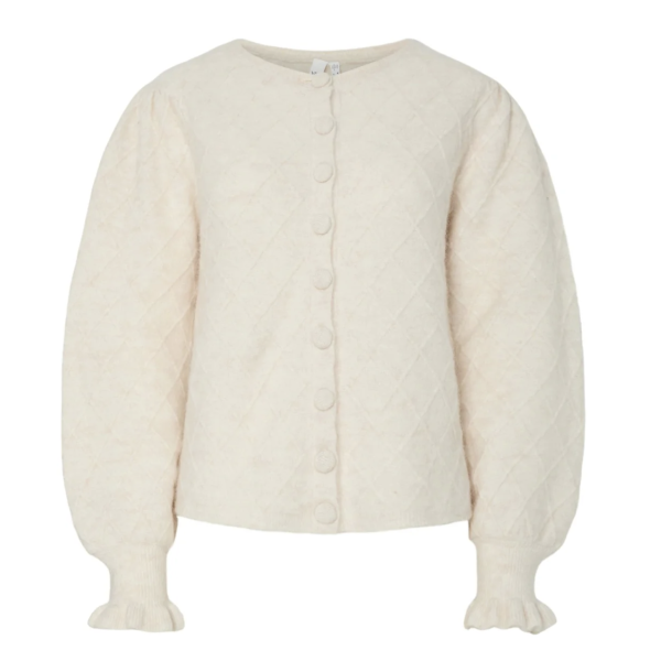 Thelma Ls Wool Blend Knit Cardigan - Birch