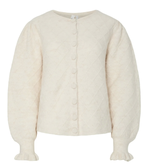 Thelma Ls Wool Blend Knit Cardigan - Birch