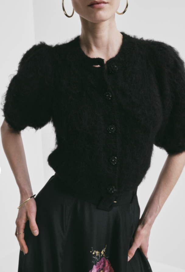 Hairy Knit Puffed Jacket - Black - Image 2
