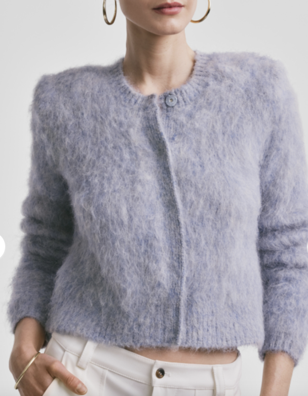 Hairy Knit Jacket  - Sky Blue - Image 2