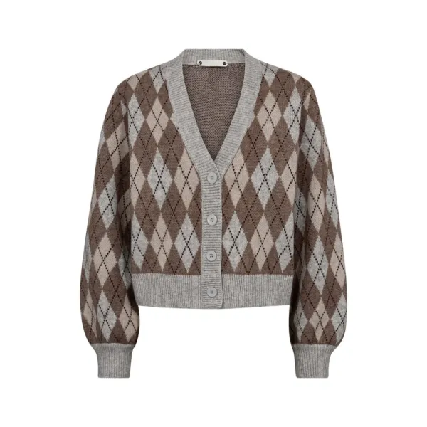 Row Check Cardigan Walnut  |    Row Check Cardigan Walnut fra Co´Couture