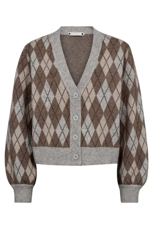 Row Check Cardigan Walnut  |    Row Check Cardigan Walnut fra Co´Couture