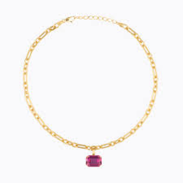 Lydia Chain Necklace Gold - Dark Rose