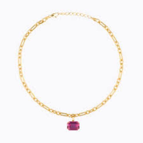 Lydia Chain Necklace Gold - Dark Rose