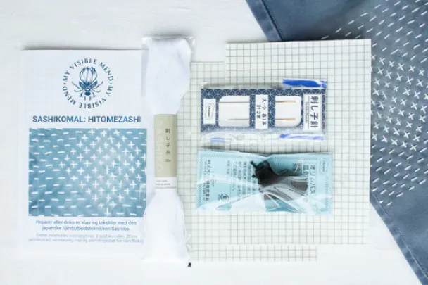 My Visible Mend- Sashikosett: Hitomezashi med vannløselig vlies med rutenett