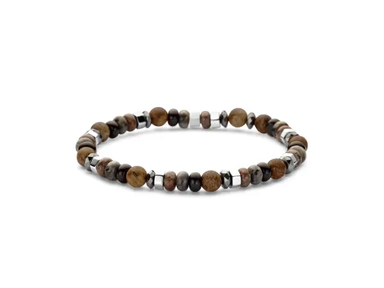 Brunt naturstein armbånd 6mm