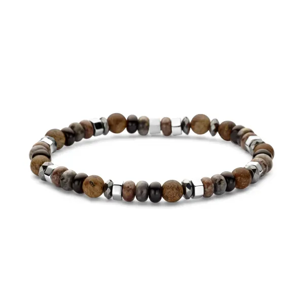 Brunt naturstein armbånd 6mm