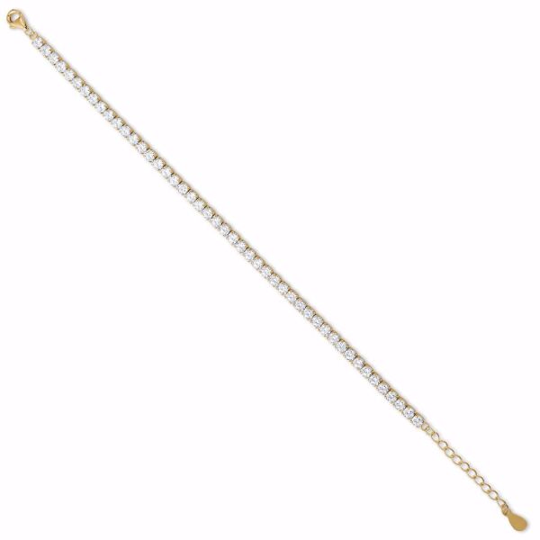 S&oslash;lv forgylt tennis armb&aring;nd med zirkonia 3mm