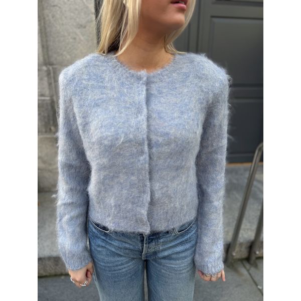 Hairy Knit Jacket  - Sky Blue