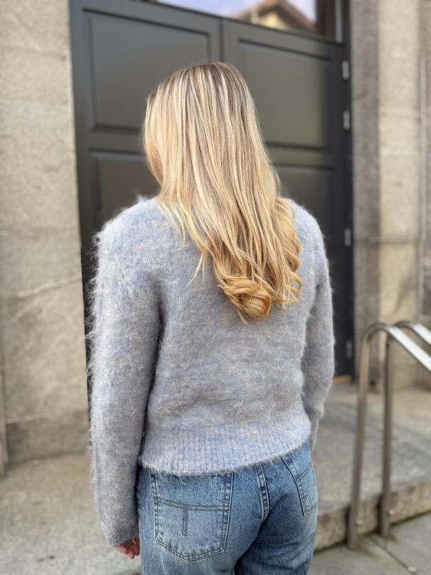 Hairy Knit Jacket  - Sky Blue - Image 6