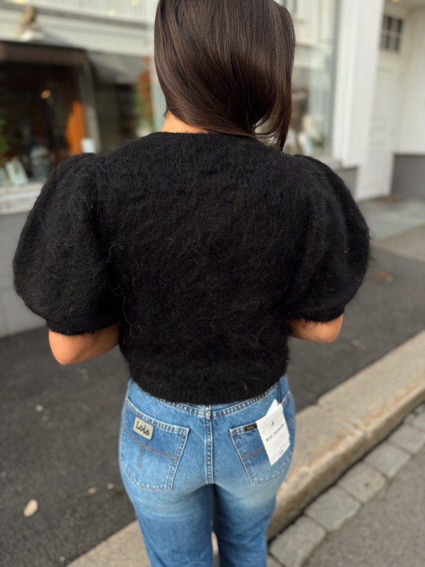 Hairy Knit Puffed Jacket - Black - Image 5