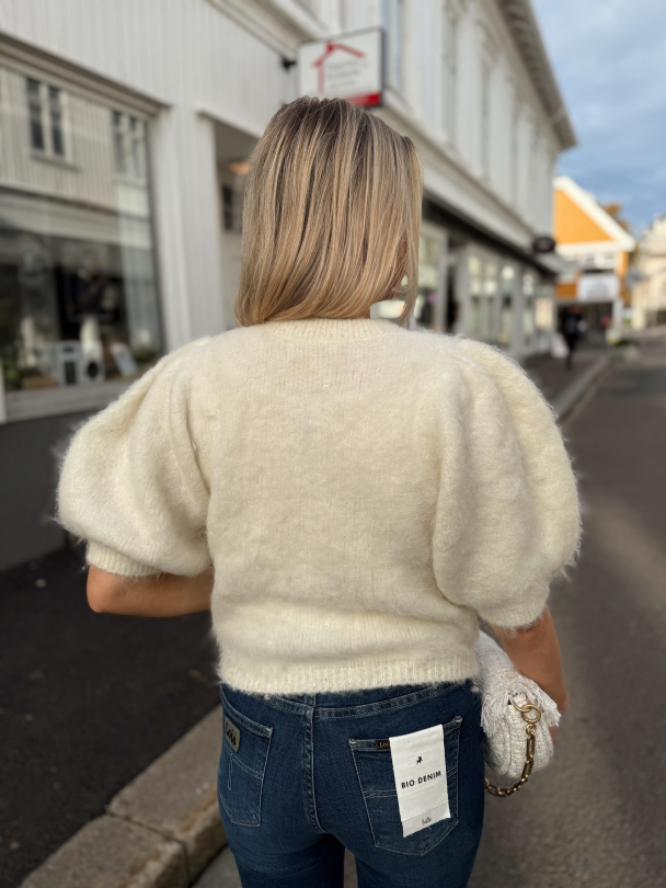 Hairy Knit Puffed Jacket - White - Image 4