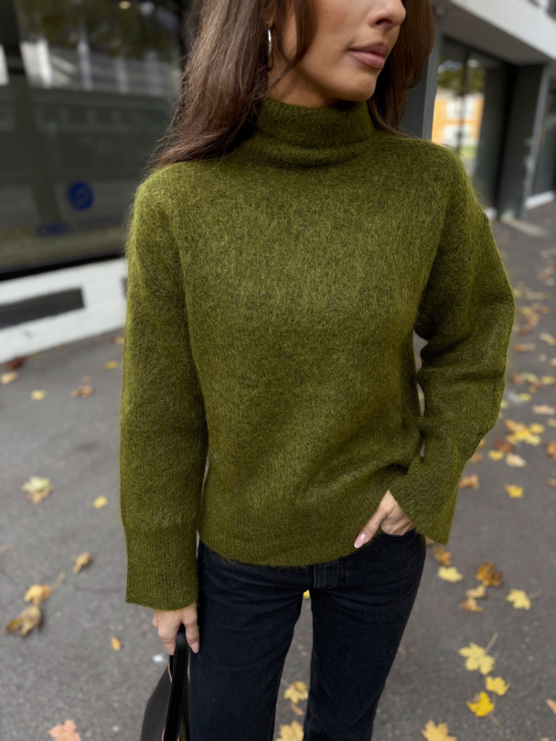 Mira Mohair Knit High Neck - Avocado - Image 1