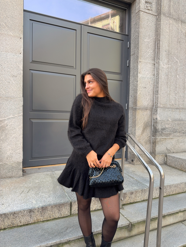 Knit Frill Skirt - Black - Image 2