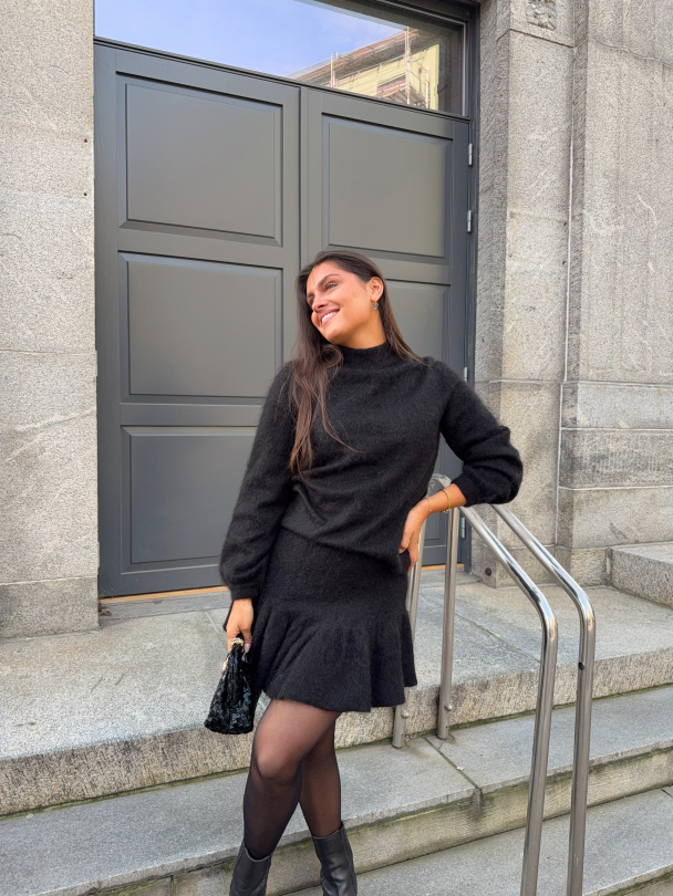 Knit Frill Skirt - Black - Image 3
