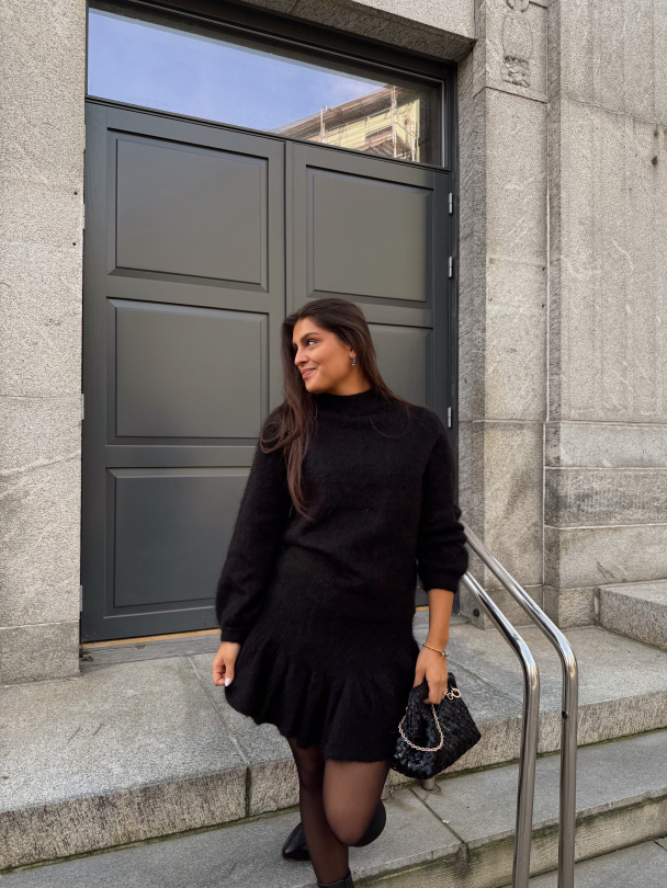 Knit Frill Skirt - Black - Image 4