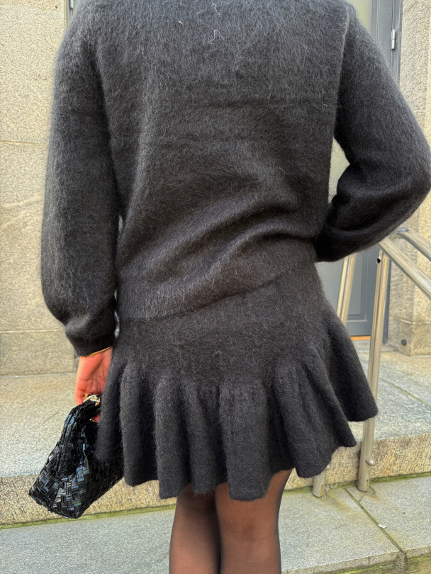 Knit Frill Skirt - Black - Image 5