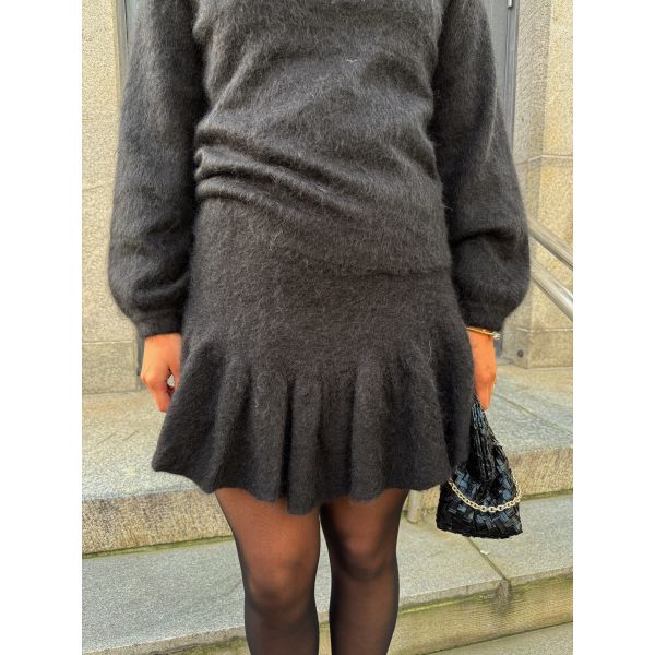 Knit Frill Skirt - Black
