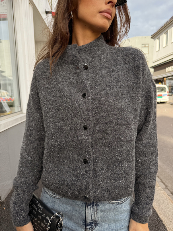 Alpha Shimmer Cardigan - Charcoal Melange  - Image 1