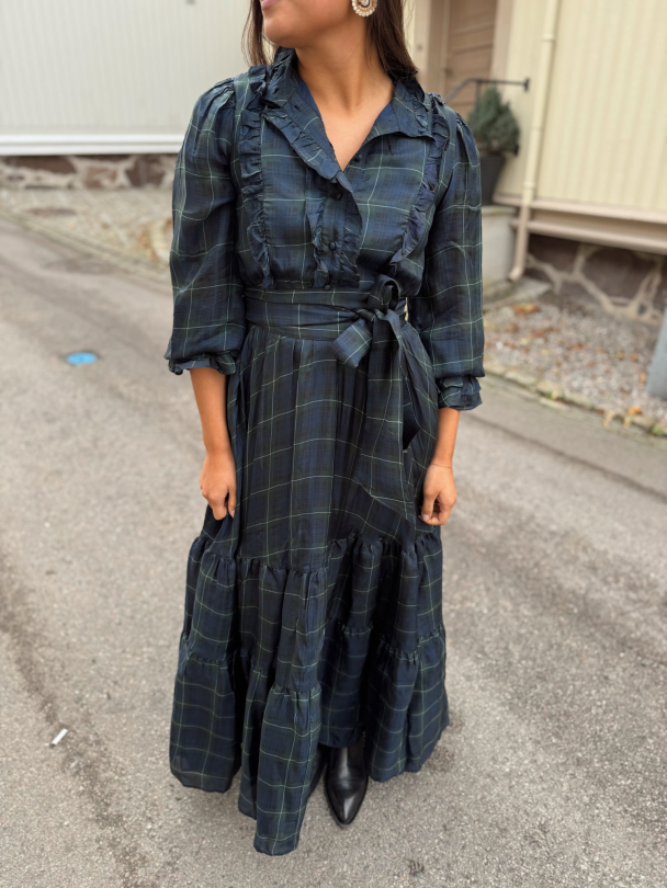 Check Showpiece  Dress – Bue/Green - Image 1