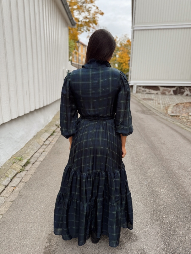 Check Showpiece  Dress – Bue/Green - Image 2