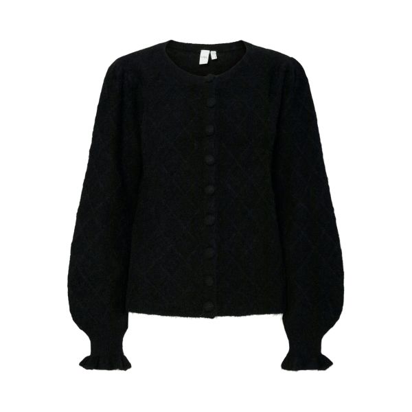 Thelma Ls Wool Blend Knit Cardigan - Black