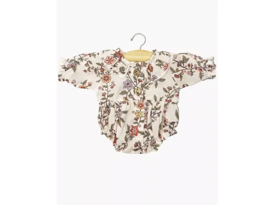 Dukkeklær, Léonore - Romper, hvit med blomster