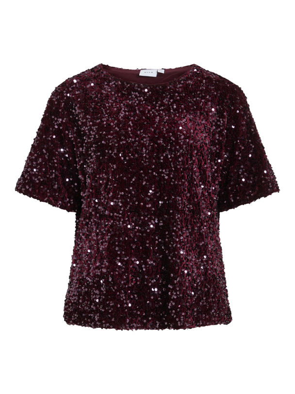 VIFAITH O-NECK S/S SEQUIN TOP/2 - Image 1