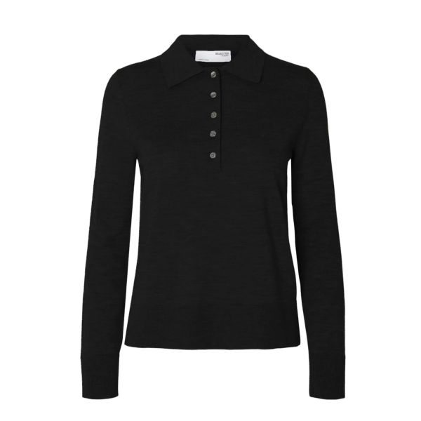 Thea Knit Merino Collar Neck - Black 