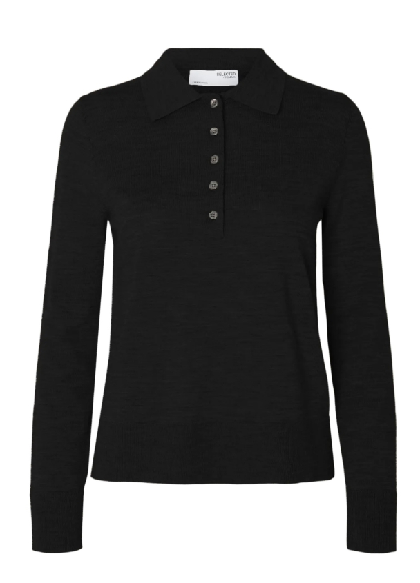 Thea Knit Merino Collar Neck - Black  - Image 2