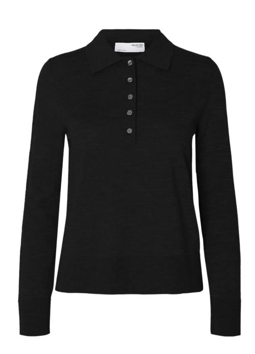 Thea Knit Merino Collar Neck - Black 