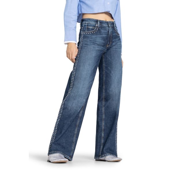 Aimee Dark Cross Studs Jeans| Aimee Dark Cross Studs Jeans fra Cambio