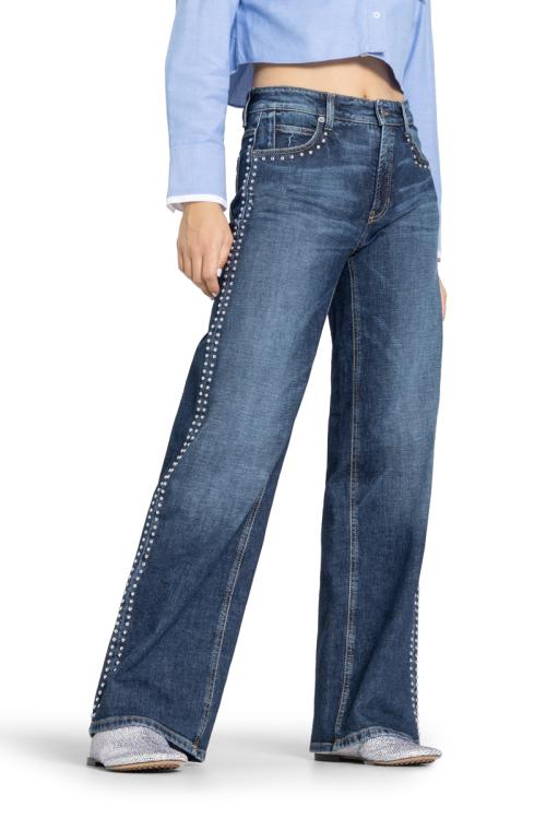 Aimee Dark Cross Studs Jeans| Aimee Dark Cross Studs Jeans fra Cambio