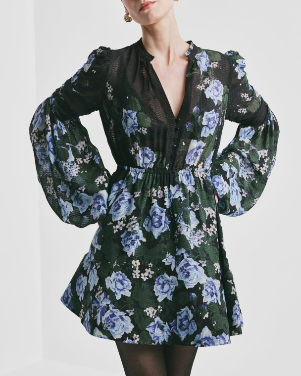 Georgette V-neck Dress - Amadora  - Image 2
