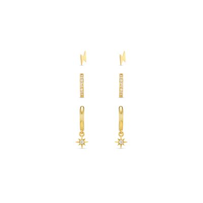 Lightning & Crystal Starburst Huggie Hoop & Stud
