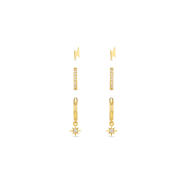 Lightning & Crystal Starburst Huggie Hoop & Stud - Image 1