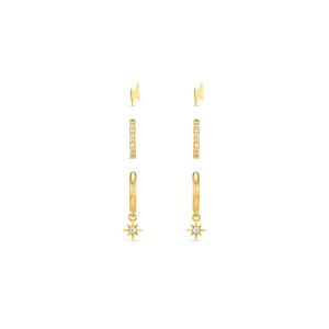 Lightning & Crystal Starburst Huggie Hoop & Stud