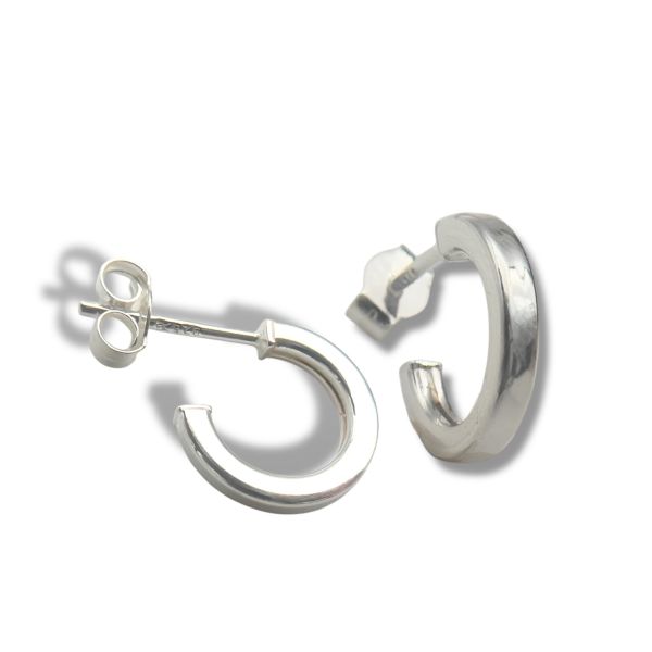 Sølv øreringer med stoppere 12mm