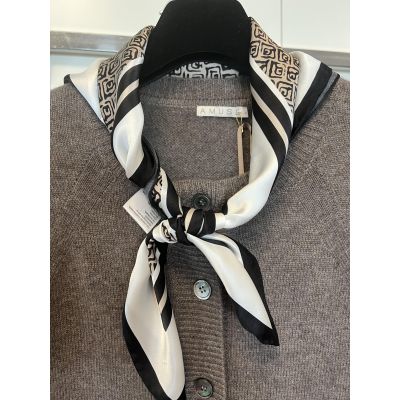 Amuse Eloise silkeskjerf, Champagne/ black