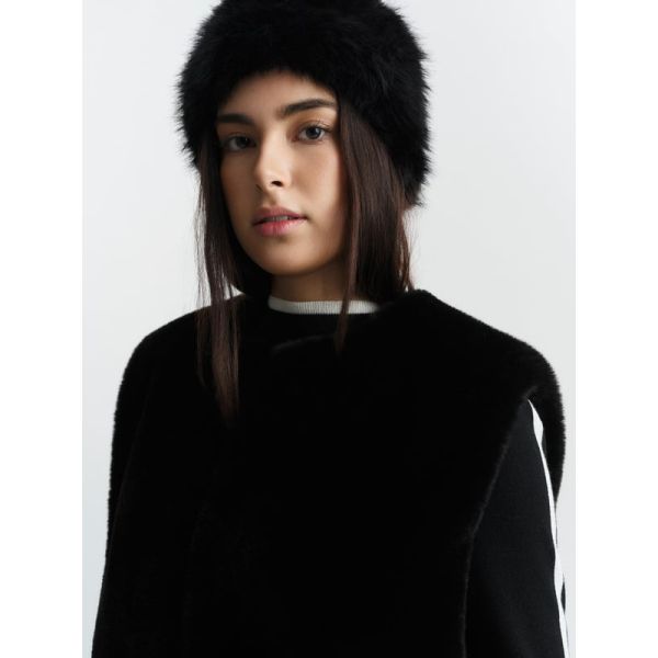 Mia Fake Fur Headband Black