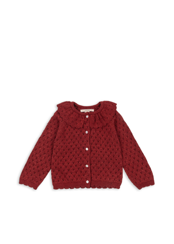 Holiday Knit Cardigan - Red Dahlia - Image 1