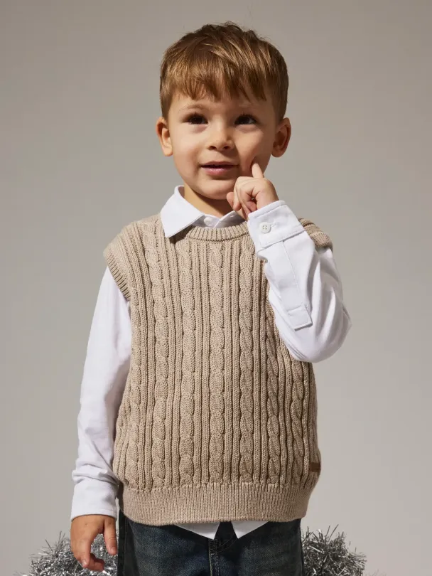 NMMroman Strikket Vest Beige - Image 1