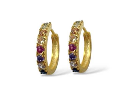 Forgylte creoler m. multicolor cz