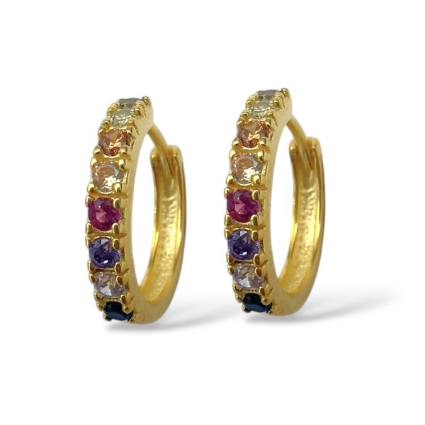 Forgylte creoler m. multicolor cz