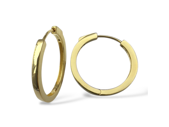 Forgylt sølv creoler m. klipslås 2,1cm