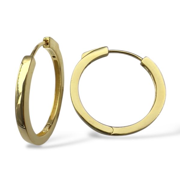 Forgylt sølv creoler m. klipslås 2,1cm