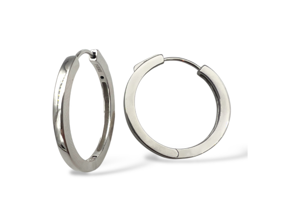 Sølv creoler m. klipslås 2,1cm